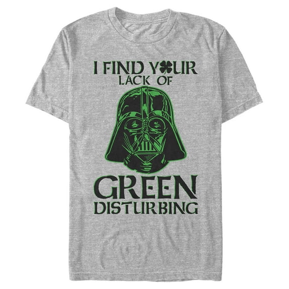 Men's Star Wars St. Patrick's Day Darth Vader I Find your Lack of Green Disturbing Graphic Tee Athletic Heather Small