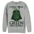 thumbnail image 1 of Men's Star Wars St. Patrick's Day Darth Vader I Find your Lack of Green Disturbing  Sweatshirt Athletic Heather 3X Large, 1 of 4