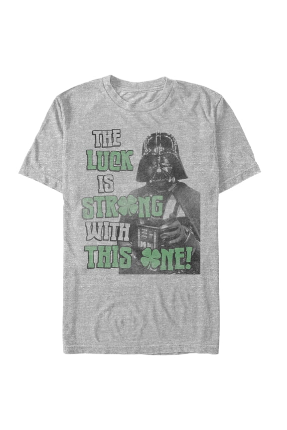 Men's Star Wars St. Patrick's Day Darth Vader Luck Strong  Graphic Tee Athletic Heather X Large