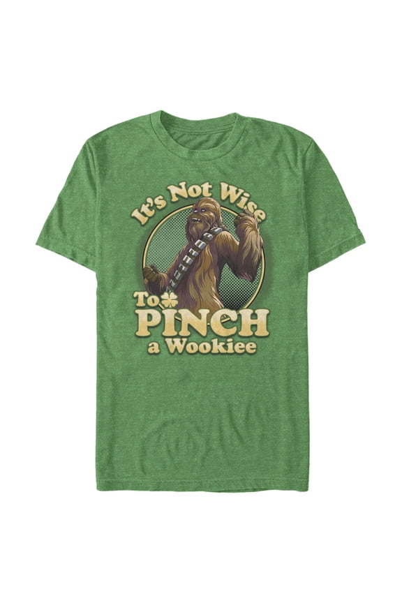Men's Star Wars St. Patrick's Day It's Not Wise To Pinch A Wookie  Graphic Tee Kelly Heather Large