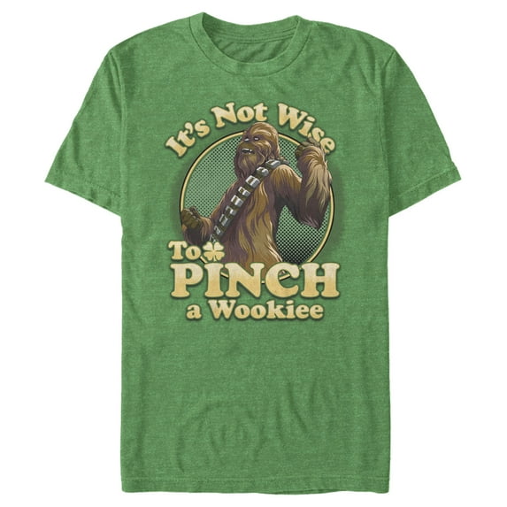 Men's Star Wars St. Patrick's Day It's Not Wise To Pinch A Wookie Graphic Tee Kelly Heather Large