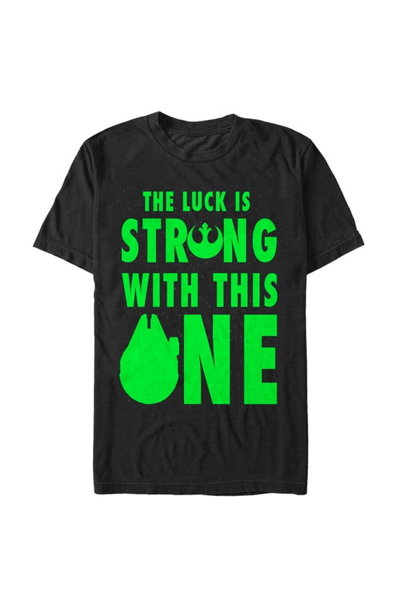 Men's Star Wars St. Patrick's Day Luck is Strong Falcon Graphic Tee Black Large