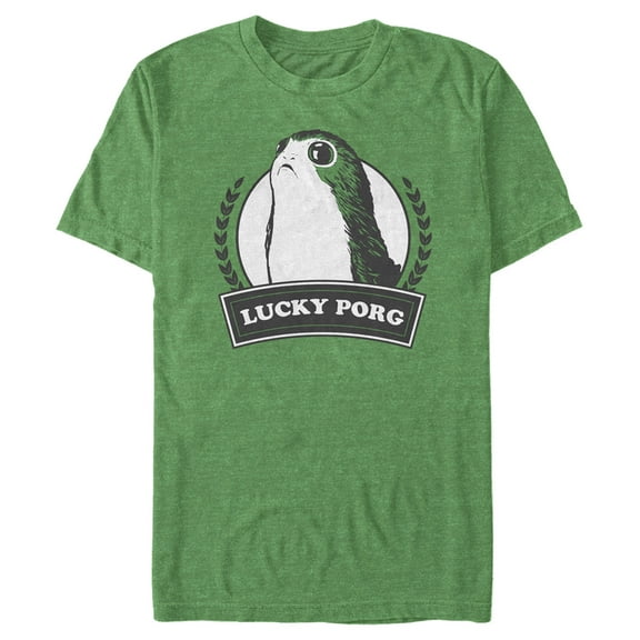 Men's Star Wars St. Patrick's Day Lucky Porg Graphic Tee Kelly Heather Large