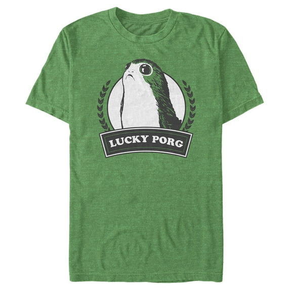 Men's Star Wars St. Patrick's Day Lucky Porg Graphic Tee Kelly Heather Medium