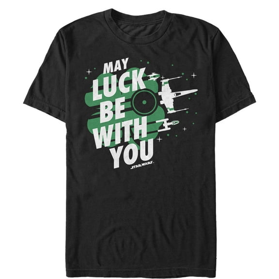 Men's Star Wars St. Patrick's Day May Luck Be With You Clover Graphic Tee Black Medium