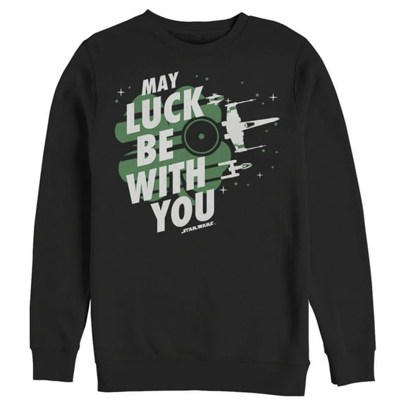 Men's Star Wars St. Patrick's Day May Luck Be With You Clover Sweatshirt Black 2X Large