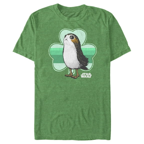 Men's Star Wars St. Patrick's Day Porg and a Shamrock Graphic Tee Kelly Heather X Large