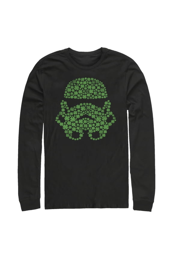Men's Star Wars St. Patrick's Day Shamrock Stormtrooper Long Sleeve Shirt Black X Large