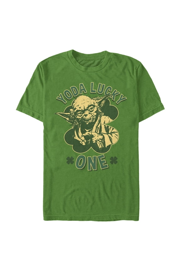Men's Star Wars St. Patrick's Day Yoda Lucky One Graphic Tee Kelly Green Small