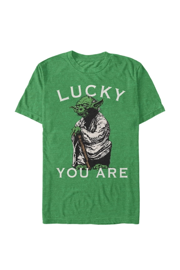 Men's Star Wars St. Patrick's Day Yoda Lucky You Are Graphic Tee Kelly Heather Large