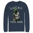 thumbnail image 1 of Men's Star Wars St. Patrick's Day Yoda Lucky You Are  Long Sleeve Shirt Navy Blue X Large, 1 of 3