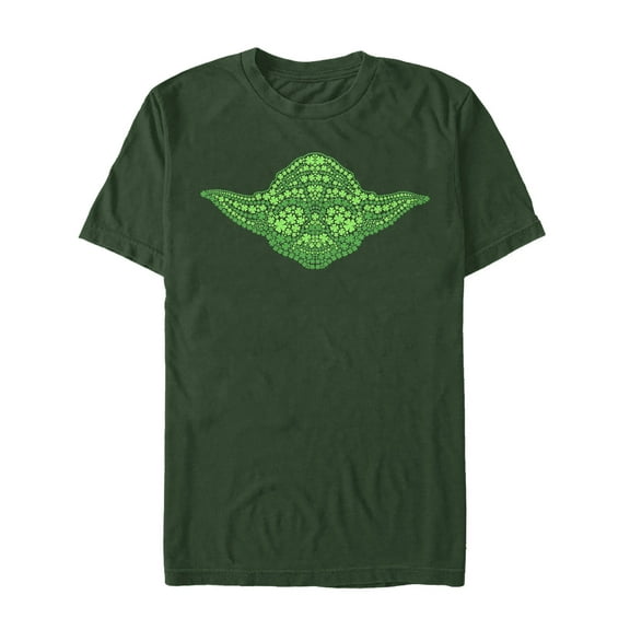 Men's Star Wars St. Patrick's Yoda Clover Face Graphic Tee Dark Green 2X Large