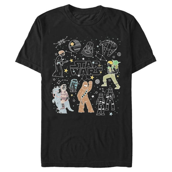 Men's Star Wars Starry Character Collage Graphic Tee Black 3X Large