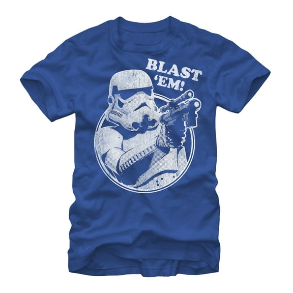 Men's Star Wars Stormtrooper Blast Em Graphic Tee Royal Large