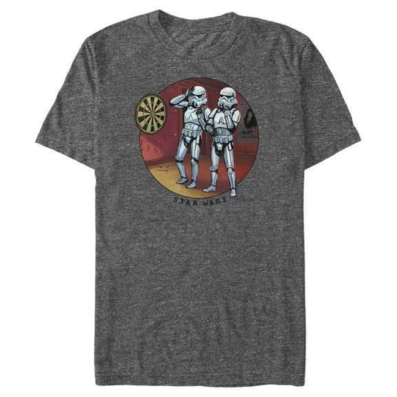 Men's Star Wars Stormtrooper Darts  Graphic Tee Charcoal Heather Large