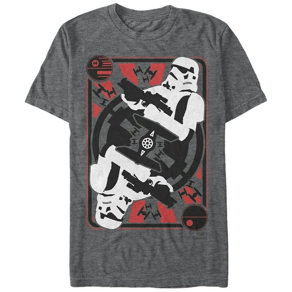 Men's Star Wars Stormtrooper Death Star Card Graphic Tee Charcoal Heather Medium