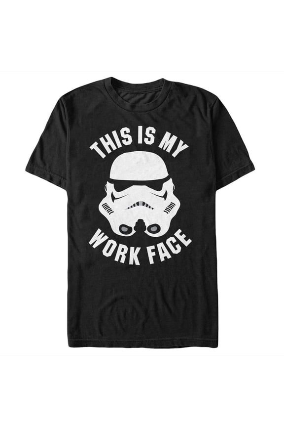 Men's Star Wars Stormtrooper This is My Work Face Graphic Tee Black Large