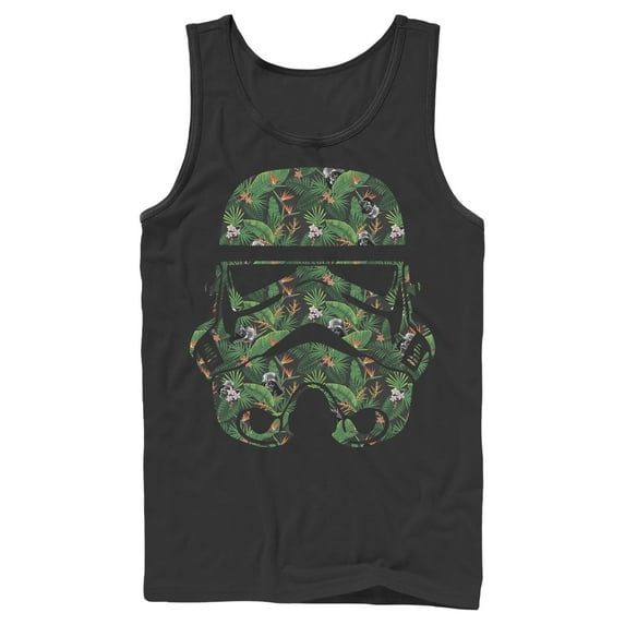 Men's Star Wars Stormtrooper Tropical Helmet Tank Top Black 2X Large