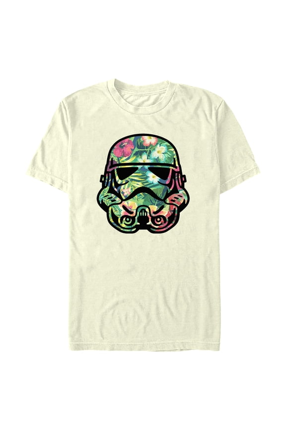 Men's Star Wars Stormtrooper Tropical Portrait Graphic Tee Beige 3X Large