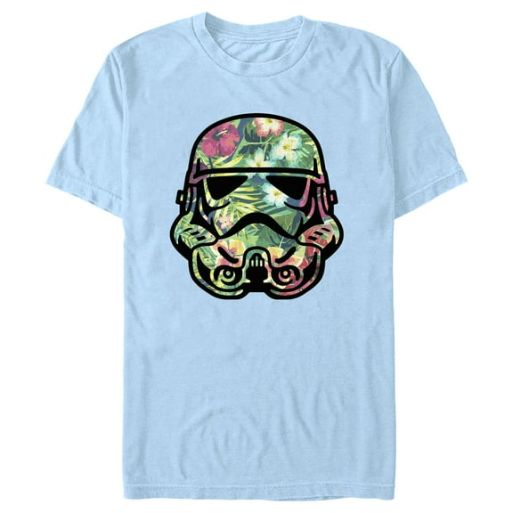 Men's Star Wars Stormtrooper Tropical Portrait  Graphic Tee Light Blue X Large