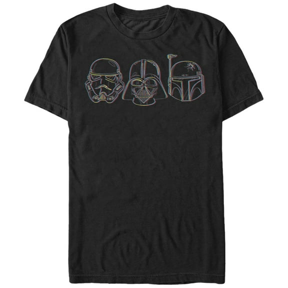 Men's Star Wars Stormtrooper Vader Fett Helmet Trio  Graphic Tee Black Medium