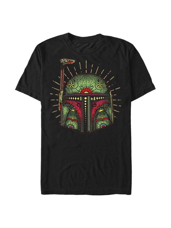 Men's Star Wars Sugar Skull Boba Fett Glow Graphic Tee Black Large