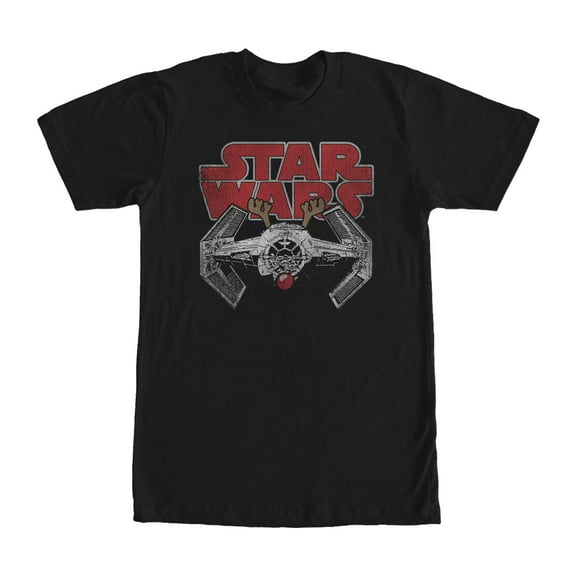 Men's Star Wars TIE Fighter Christmas Reindeer Graphic Tee Black Large