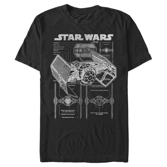 Men's Star Wars TIE Fighterprint Graphic Tee Black 2X Large