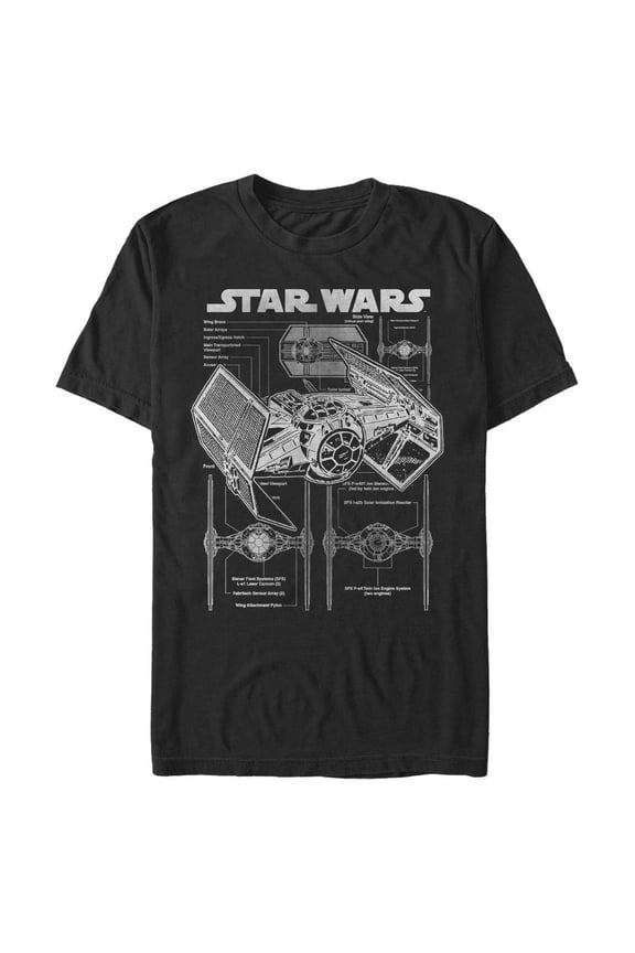 Men's Star Wars TIE Fighterprint Graphic Tee Black 2X Large