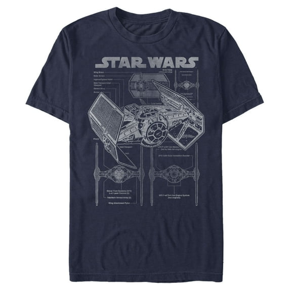 Men's Star Wars TIE Fighterprint Graphic Tee Navy Blue Medium