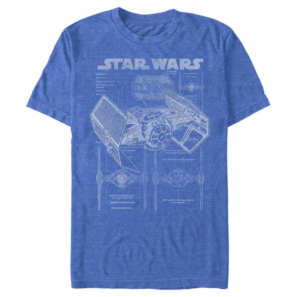 Men's Star Wars TIE Fighterprint Graphic Tee Royal Blue Heather 2X Large