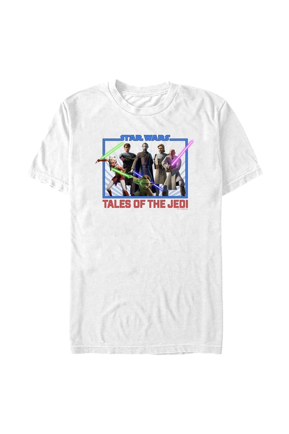 Men's Star Wars: Tales of the Jedi Group Square Graphic Tee White Medium