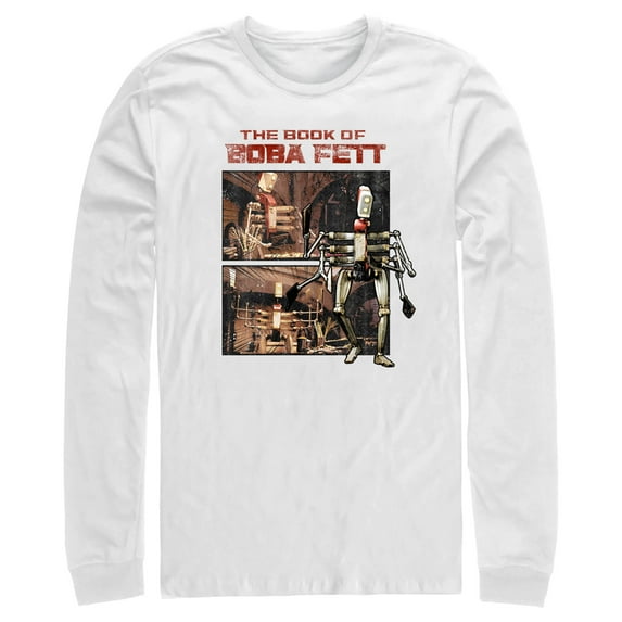 Men's Star Wars: The Book of Boba Fett COO Cook Droid Long Sleeve Shirt White 2X Large