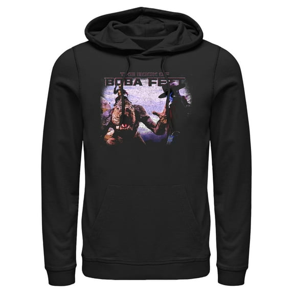 Men's Star Wars: The Book of Boba Fett Cad Bane Rancor and Boba Standoff  Pull Over Hoodie Black Large