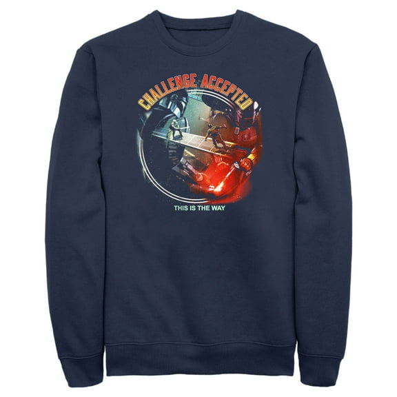 Men's Star Wars: The Book of Boba Fett Challenge Accepted This is the Way Sweatshirt Navy Blue 2X Large
