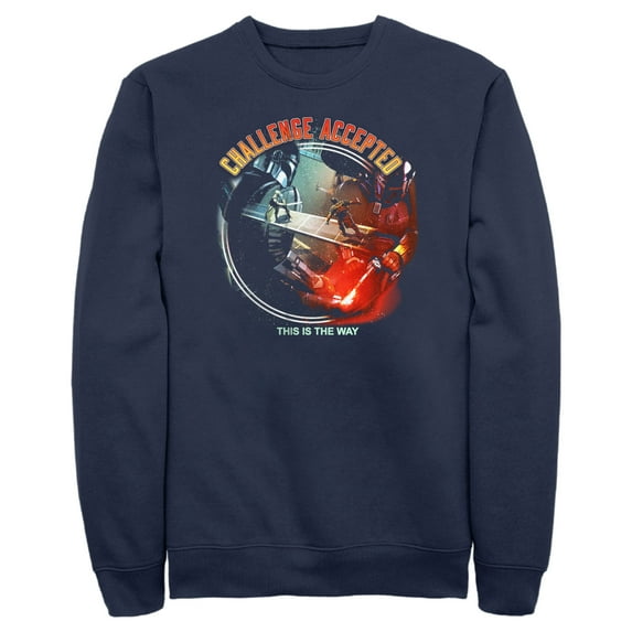 Men's Star Wars: The Book of Boba Fett Challenge Accepted This is the Way Sweatshirt Navy Blue Medium