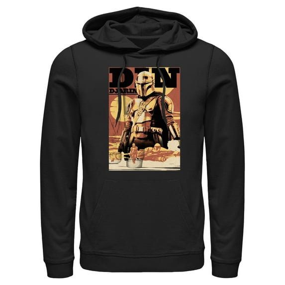 Men's Star Wars: The Book of Boba Fett Din Djarin Poster Pull Over Hoodie Black Small