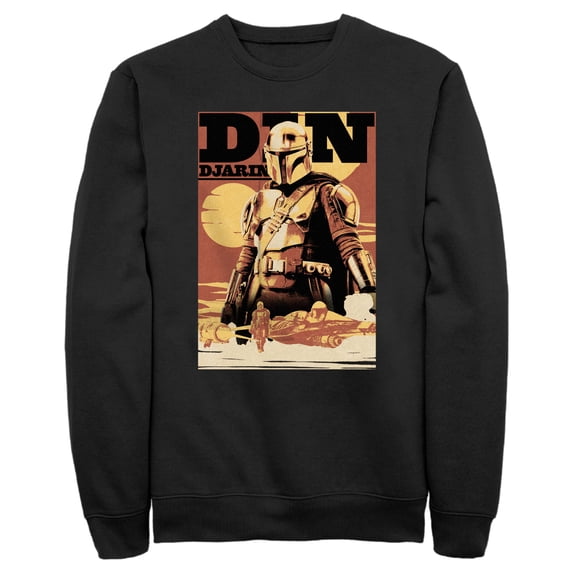 Men's Star Wars: The Book of Boba Fett Din Djarin Poster Sweatshirt Black Medium