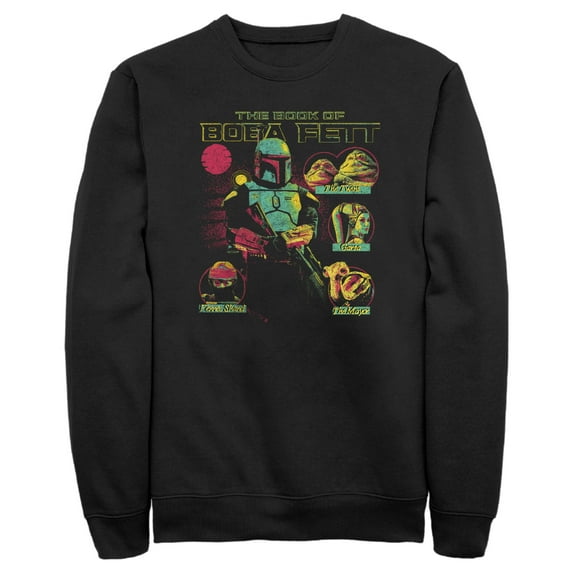 Men's Star Wars: The Book of Boba Fett Distressed Character Line-up Sweatshirt Black Large