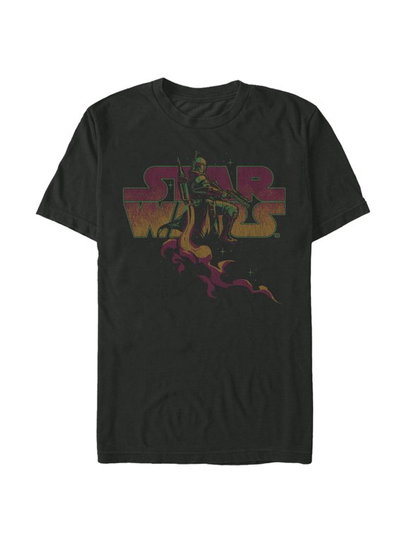 Men's Star Wars: The Book of Boba Fett Distressed Retro Star Wars Logo Graphic Tee Black Medium