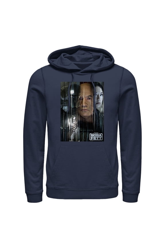 Men's Star Wars: The Book of Boba Fett Faces Of Heroes On Tatooine  Pull Over Hoodie Navy Blue 2X Large