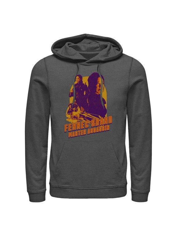 Men's Star Wars: The Book of Boba Fett Fennec Shand Master Assassin Pull Over Hoodie Charcoal Heather X Large