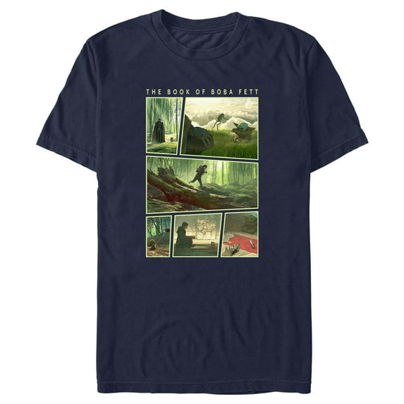 Men's Star Wars: The Book of Boba Fett Grogu Force Training With Luke Skywalker Graphic Tee Navy Blue Large