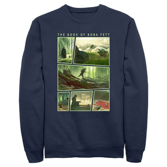 Men's Star Wars: The Book of Boba Fett Grogu Force Training With Luke Skywalker  Sweatshirt Navy Blue Large