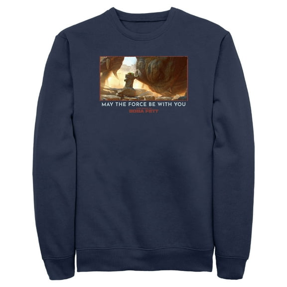 Men's Star Wars: The Book of Boba Fett Grogu Taming the Rancor May the Force be With You  Sweatshirt Navy Blue Small