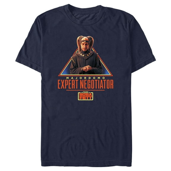 Men's Star Wars: The Book of Boba Fett Majordomo Expert Negotiator Graphic Tee Navy Blue Small