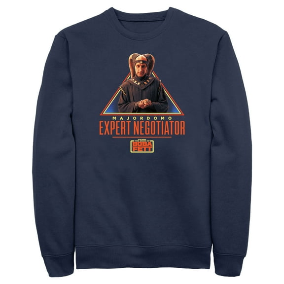 Men's Star Wars: The Book of Boba Fett Majordomo Expert Negotiator  Sweatshirt Navy Blue 2X Large