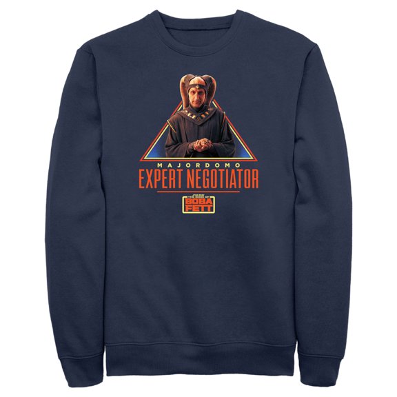 Men's Star Wars: The Book of Boba Fett Majordomo Expert Negotiator Sweatshirt Navy Blue Small