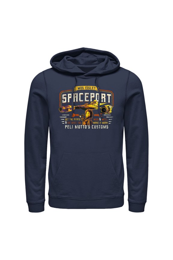 Men's Star Wars: The Book of Boba Fett Peli Motto's Customs Pull Over Hoodie Navy Blue Large