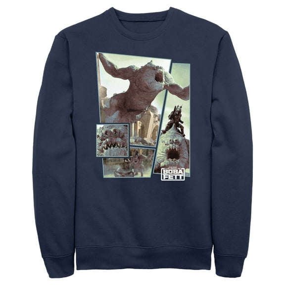 Men's Star Wars: The Book of Boba Fett Rancor Attack  Sweatshirt Navy Blue Small